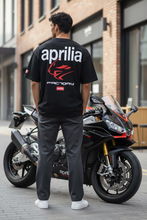 Load image into Gallery viewer, Aprilla black printed oversized unisex T-shirt

