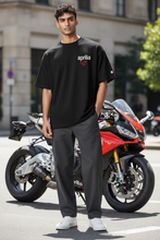 Load image into Gallery viewer, Aprilla black printed oversized unisex T-shirt

